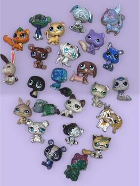 Littlest Pet Shop LPS DAMAGED PAINTED "AS IS" Lot of 24 Pets